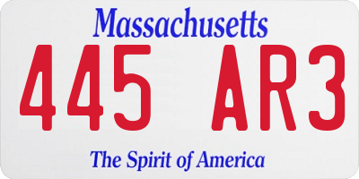 MA license plate 445AR3
