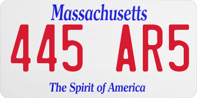 MA license plate 445AR5