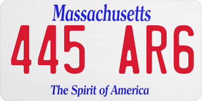 MA license plate 445AR6