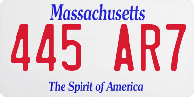 MA license plate 445AR7