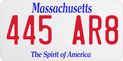 MA license plate 445AR8