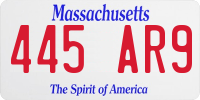 MA license plate 445AR9