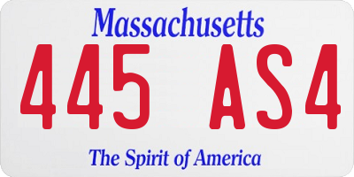 MA license plate 445AS4