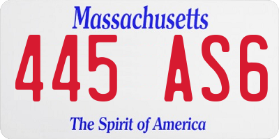 MA license plate 445AS6