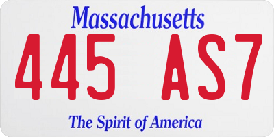 MA license plate 445AS7