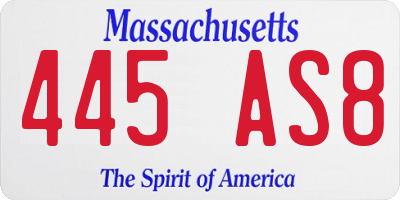 MA license plate 445AS8