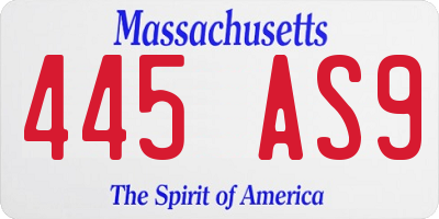 MA license plate 445AS9