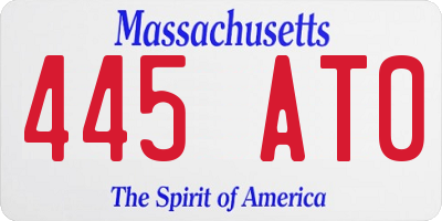 MA license plate 445AT0