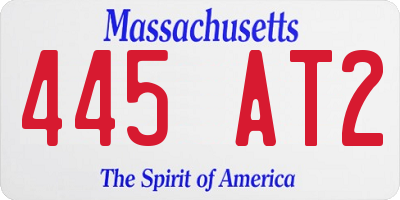 MA license plate 445AT2
