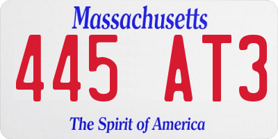 MA license plate 445AT3