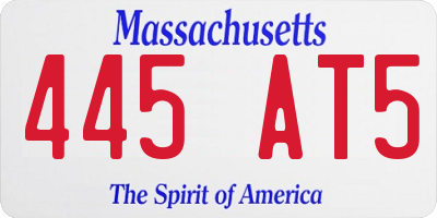 MA license plate 445AT5