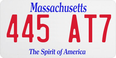 MA license plate 445AT7