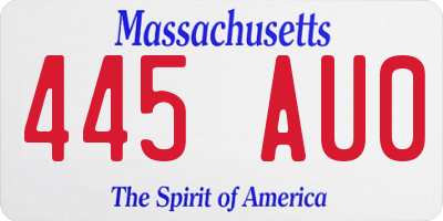 MA license plate 445AU0