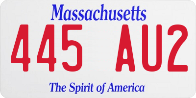 MA license plate 445AU2