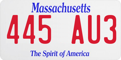 MA license plate 445AU3