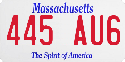 MA license plate 445AU6