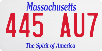 MA license plate 445AU7