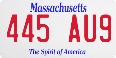 MA license plate 445AU9