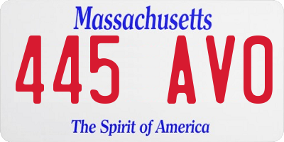 MA license plate 445AV0
