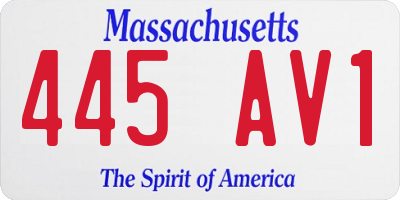 MA license plate 445AV1