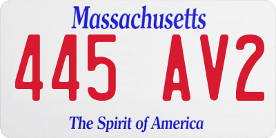 MA license plate 445AV2