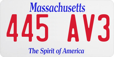 MA license plate 445AV3