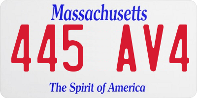 MA license plate 445AV4