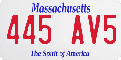 MA license plate 445AV5