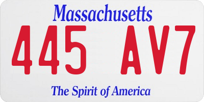 MA license plate 445AV7