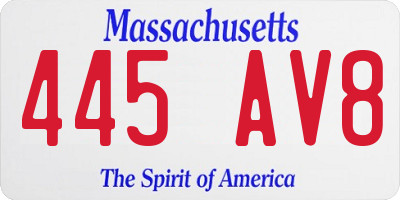 MA license plate 445AV8