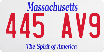 MA license plate 445AV9