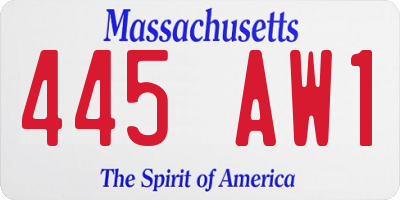 MA license plate 445AW1