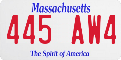 MA license plate 445AW4