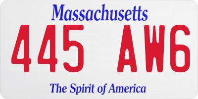 MA license plate 445AW6