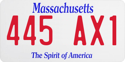 MA license plate 445AX1