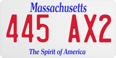 MA license plate 445AX2