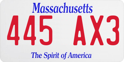 MA license plate 445AX3