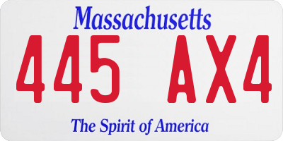 MA license plate 445AX4