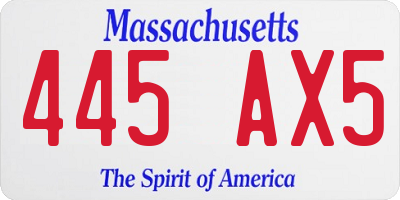 MA license plate 445AX5