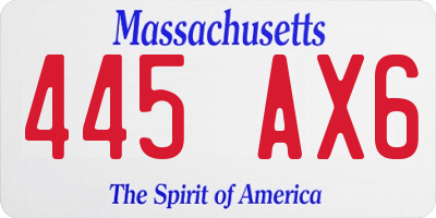 MA license plate 445AX6