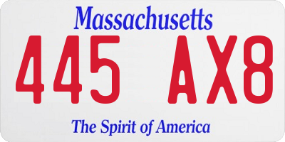 MA license plate 445AX8