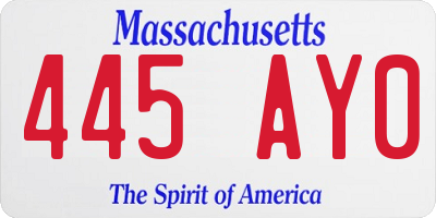 MA license plate 445AY0