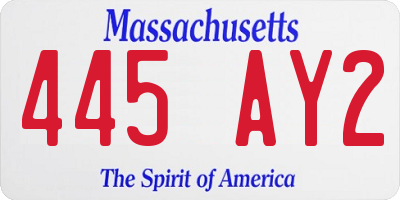 MA license plate 445AY2
