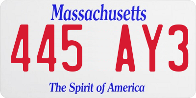 MA license plate 445AY3