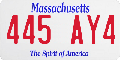 MA license plate 445AY4