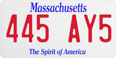 MA license plate 445AY5