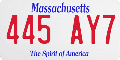 MA license plate 445AY7