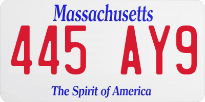 MA license plate 445AY9