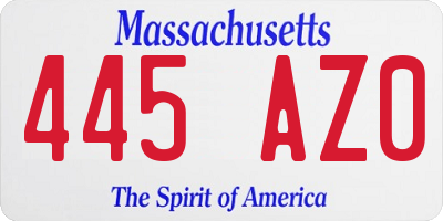 MA license plate 445AZ0