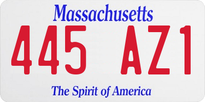 MA license plate 445AZ1